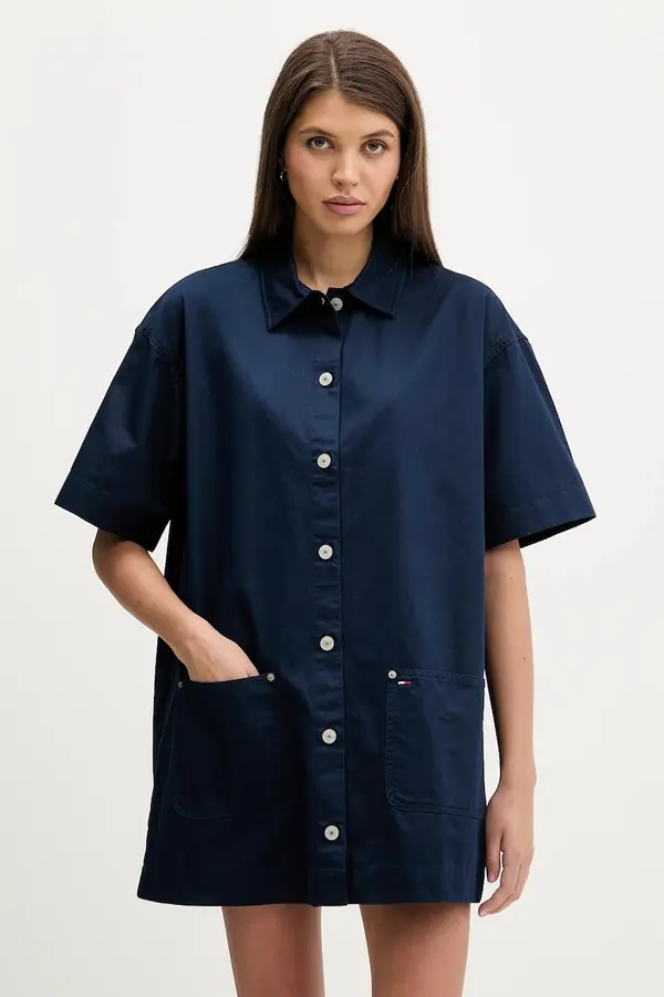 Tommy Jeans Bombažna obleka Tommy Jeans
