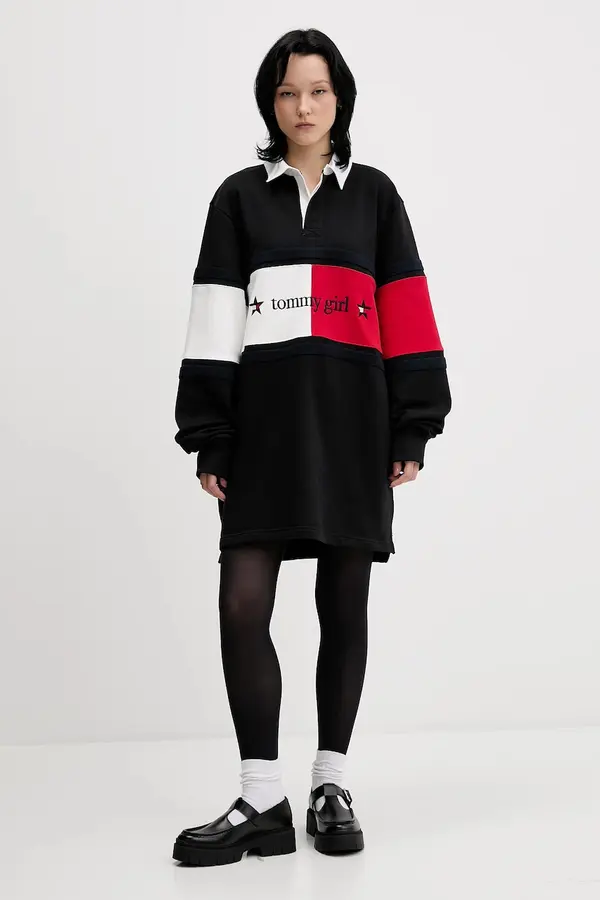Tommy Jeans Bombažna obleka Tommy Jeans