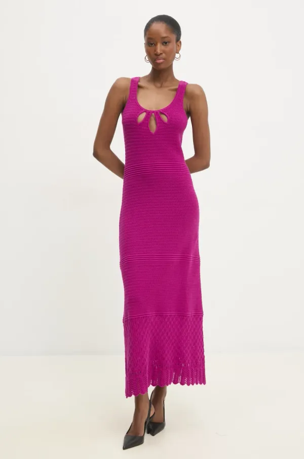 Twinset Bombažna obleka Twinset roza barva, 251LB3EBB