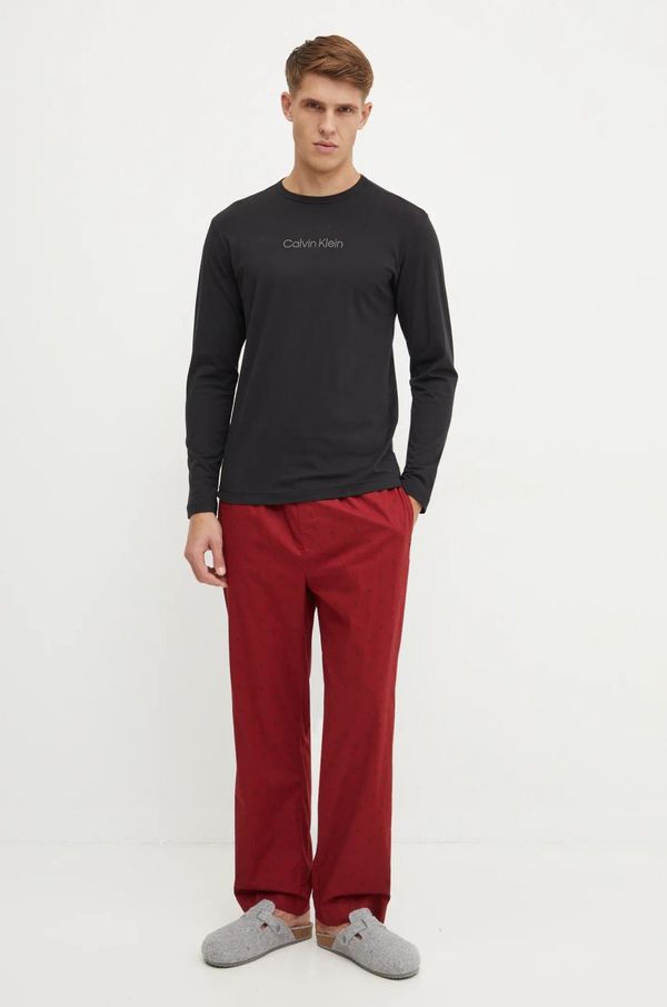 Calvin Klein Underwear Bombažna pižama Calvin Klein Underwear črna barva, 000NM2781E