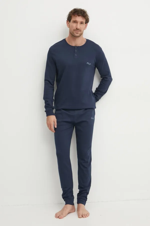 Fila Bombažna pižama Fila mornarsko modra barva, FPW1205