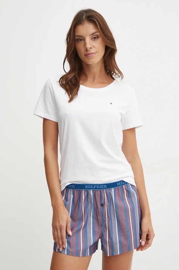 Tommy Hilfiger Bombažna pižama Tommy Hilfiger bela barva, UW0UW05554