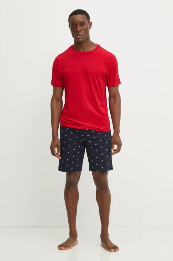 Tommy Hilfiger Bombažna pižama Tommy Hilfiger rdeča barva, UM0UM02319