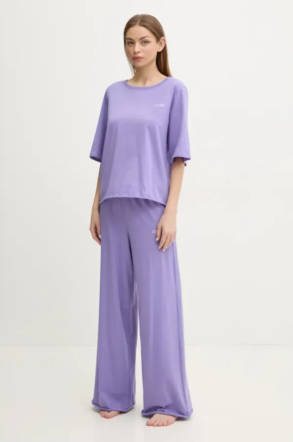 United Colors of Benetton Bombažna pižama United Colors of Benetton ženska, vijolična barva, 35VB3P03P