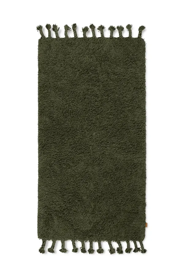 ferm LIVING Bombažna preproga ferm LIVING Amass zelena barva