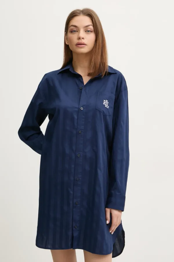 Lauren Ralph Lauren Bombažna spalna srajca Lauren Ralph Lauren črna barva, ILN32305