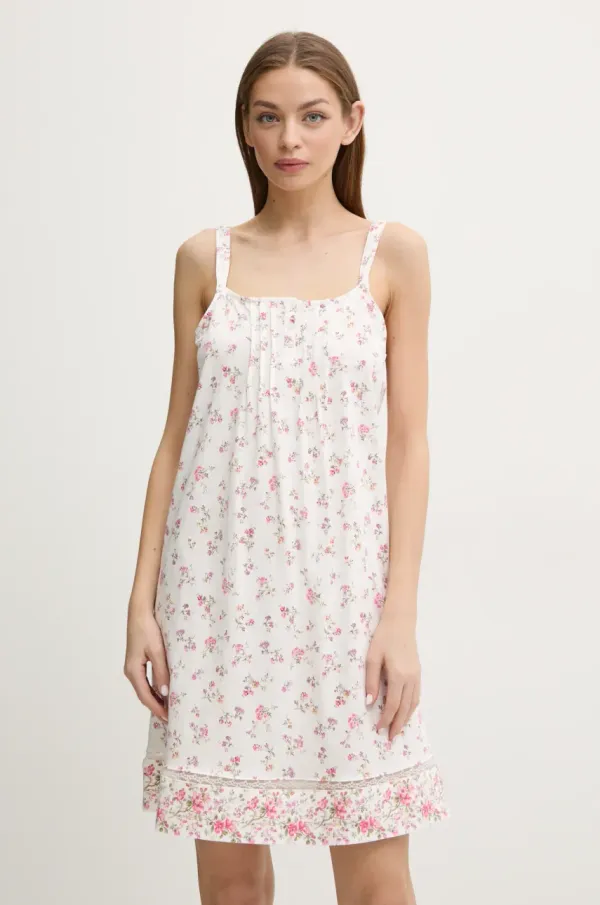 Lauren Ralph Lauren Bombažna spalna srajca Lauren Ralph Lauren ženska, bela barva, ILN22408