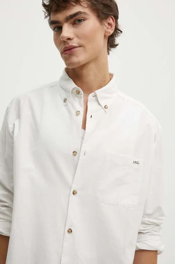 A.P.C. Bombažna srajca A.P.C. Chemise Mateo Logo