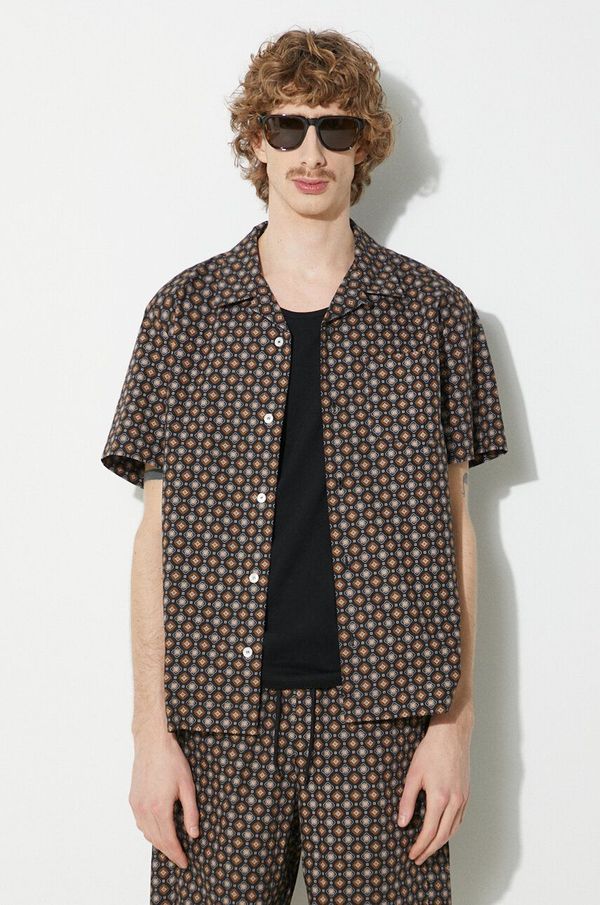 A.P.C. Bombažna srajca A.P.C. chemisette lloyd moška, črna barva, COGXP-H12495