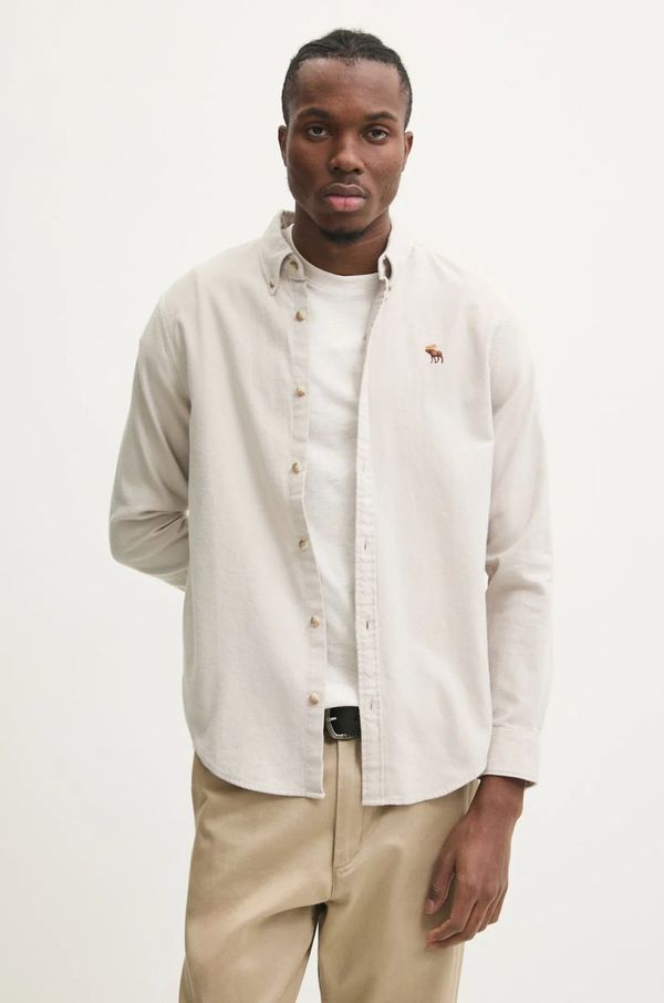 Abercrombie & Fitch Bombažna srajca Abercrombie & Fitch moška, bež barva, KI125-4326