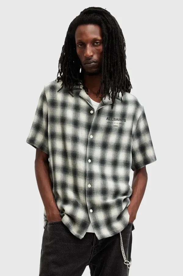 AllSaints Bombažna srajca AllSaints UNDRGRND moška, bela barva, M163SB