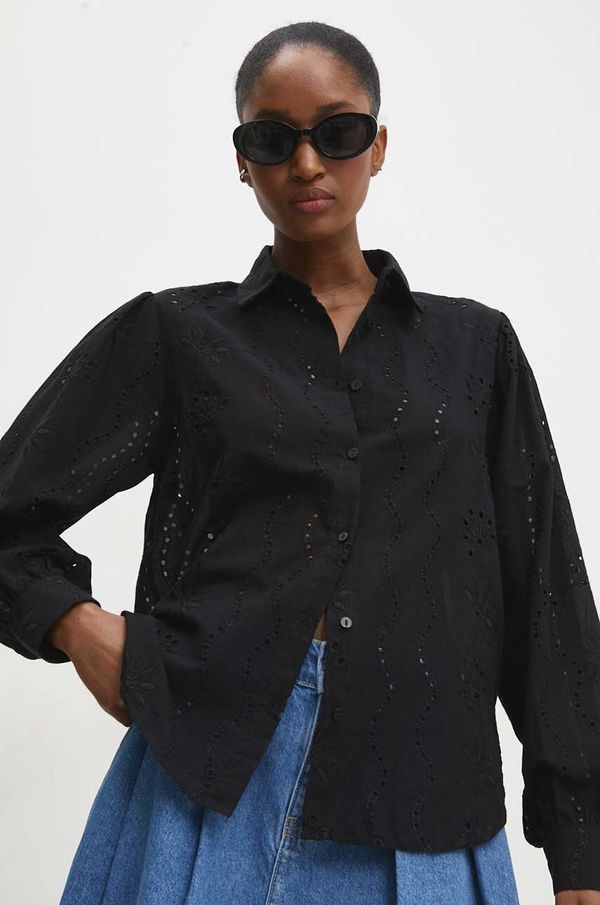 Answear Lab Bombažna srajca Answear Lab ženska, črna barva