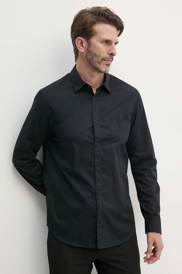 Armani Exchange Bombažna srajca Armani Exchange moška, črna barva, 6DZC10 ZNXLZ