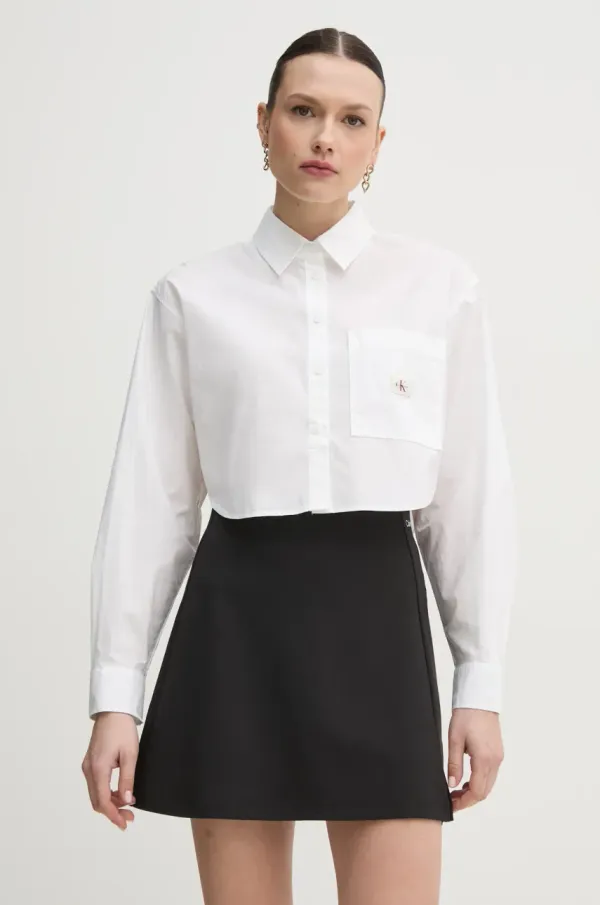 Calvin Klein Jeans Bombažna srajca Calvin Klein Jeans ženska, bela barva, J20J225078