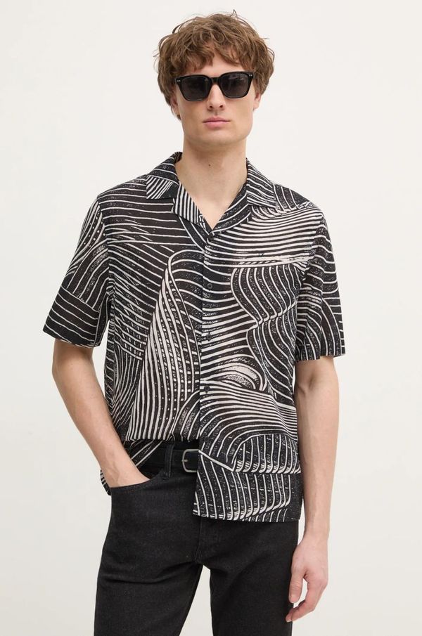 Calvin Klein Bombažna srajca Calvin Klein moška, črna barva, KM0KM01155