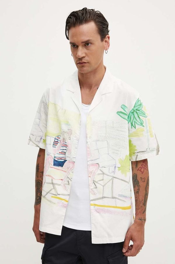 Desigual Bombažna srajca Desigual ALPHONSE moška, bela barva, 24WMCW05