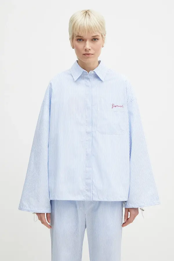 Fiorucci Bombažna srajca Fiorucci Striped Embroidered Drawstring Shirt