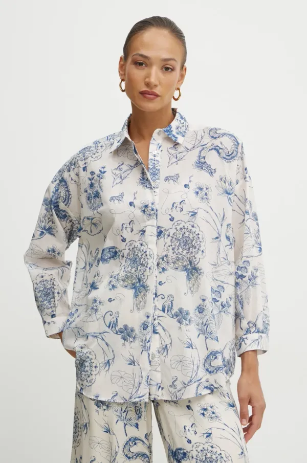 Fracomina Bombažna srajca Fracomina ženska, bež barva, FJ25ST6002W621N4