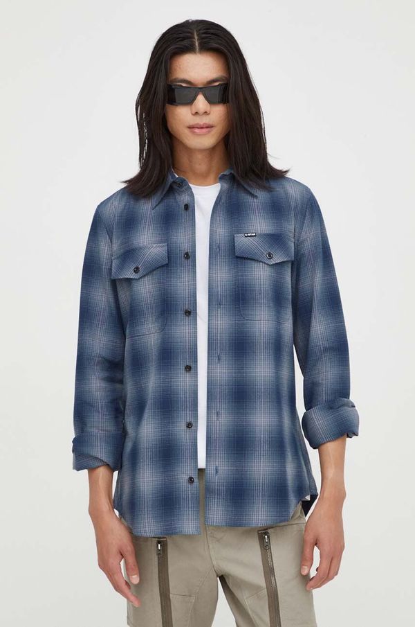 G-Star Raw Bombažna srajca G-Star Raw moška, mornarsko modra barva