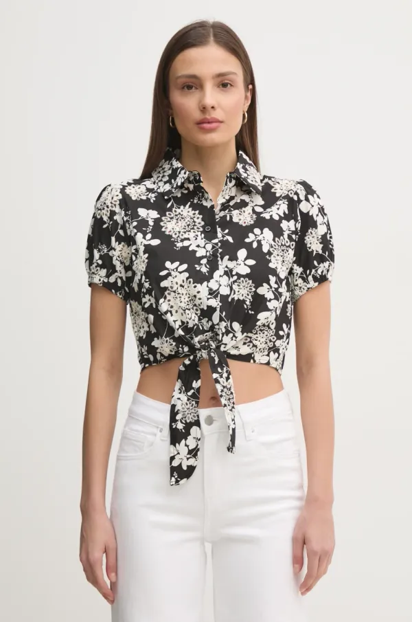 Gaudi Bombažna srajca Gaudi ženska, črna barva, 511BD45020