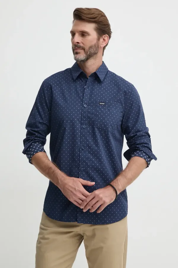 Guess Bombažna srajca Guess moška, mornarsko modra barva, M4BH42.WGK50