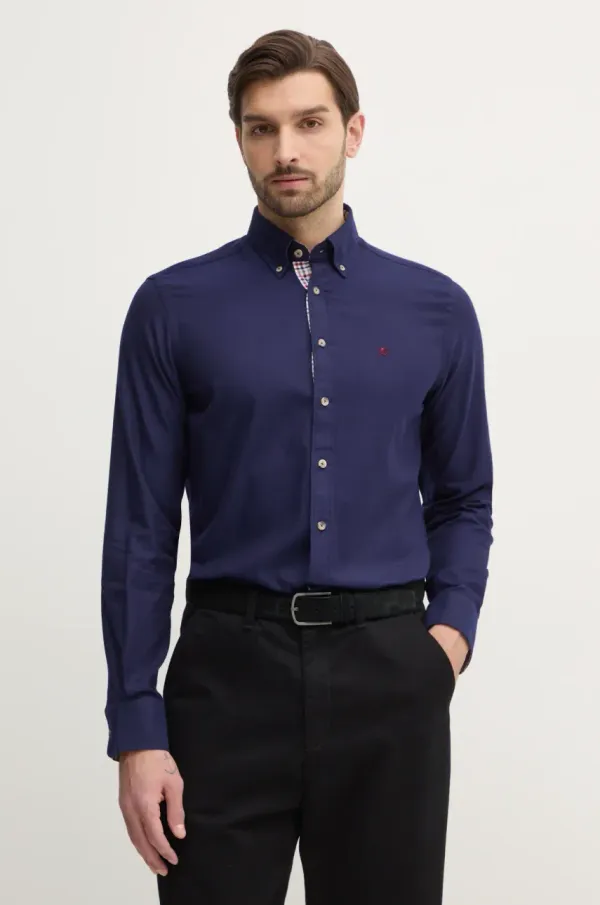 Hackett London Bombažna srajca Hackett London moška, mornarsko modra barva, HM3010065