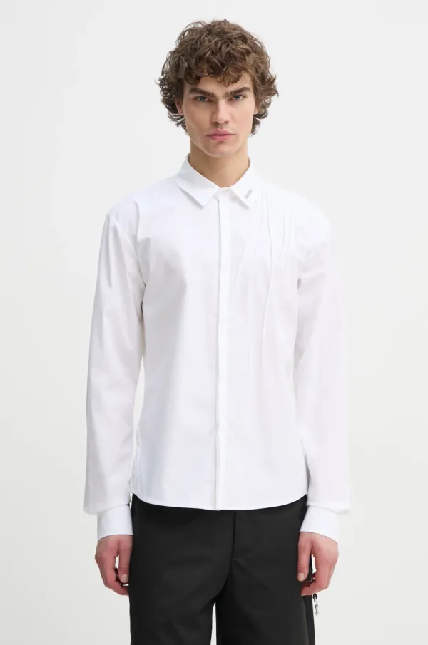 HELIOT EMIL Bombažna srajca Heliot Emil moška, bela barva, PRESS25_M_05_061_WHT02