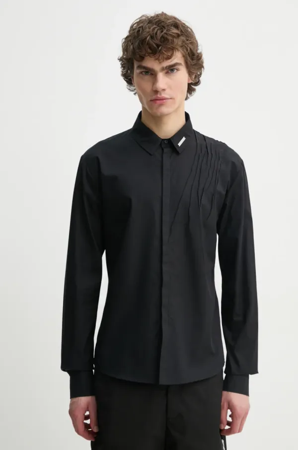 HELIOT EMIL Bombažna srajca Heliot Emil moška, črna barva, PRESS25_M_05_061_BLK01