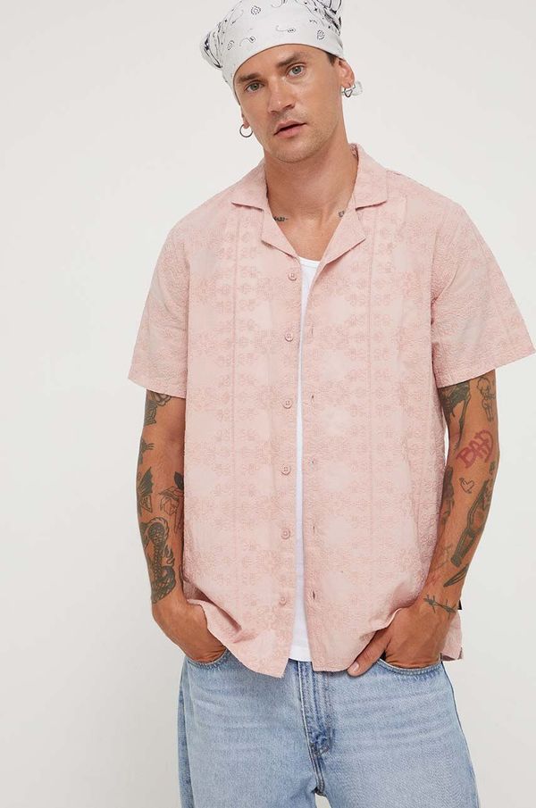 Hollister Co. Bombažna srajca Hollister Co. moška, roza barva