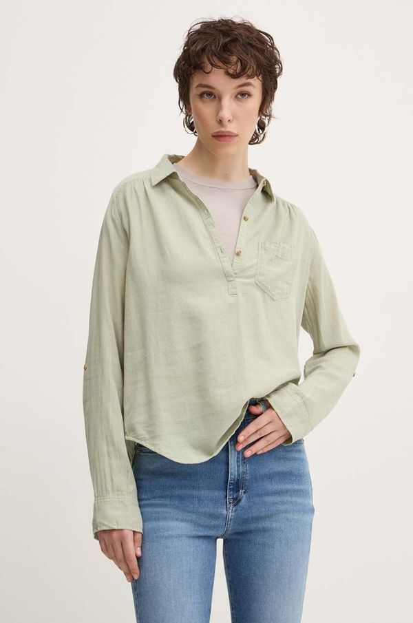 Hollister Co. Bombažna srajca Hollister Co. ženska, zelena barva, KI340-3262