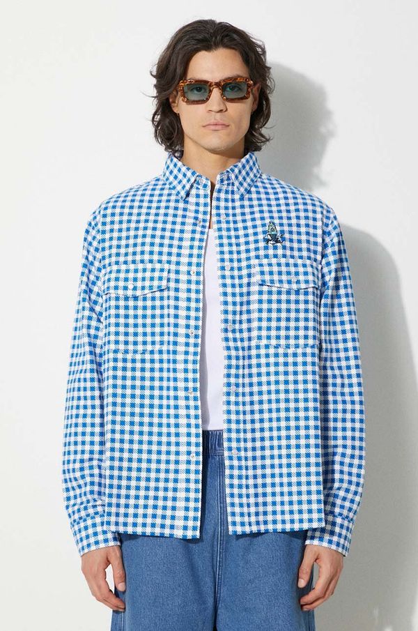 Icecream Bombažna srajca ICECREAM Longsleeve Printed Check Shirt moška, IC24222