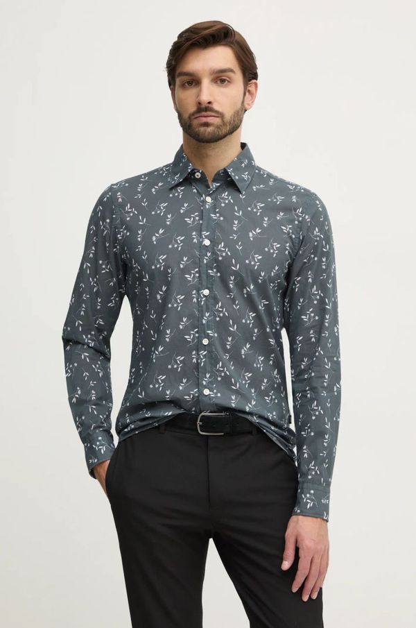 Joop! Bombažna srajca Joop! moška, siva barva, 30044863