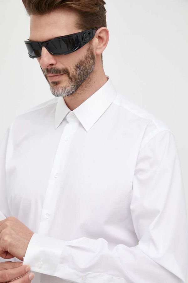 Karl Lagerfeld Bombažna srajca Karl Lagerfeld moška, bela barva