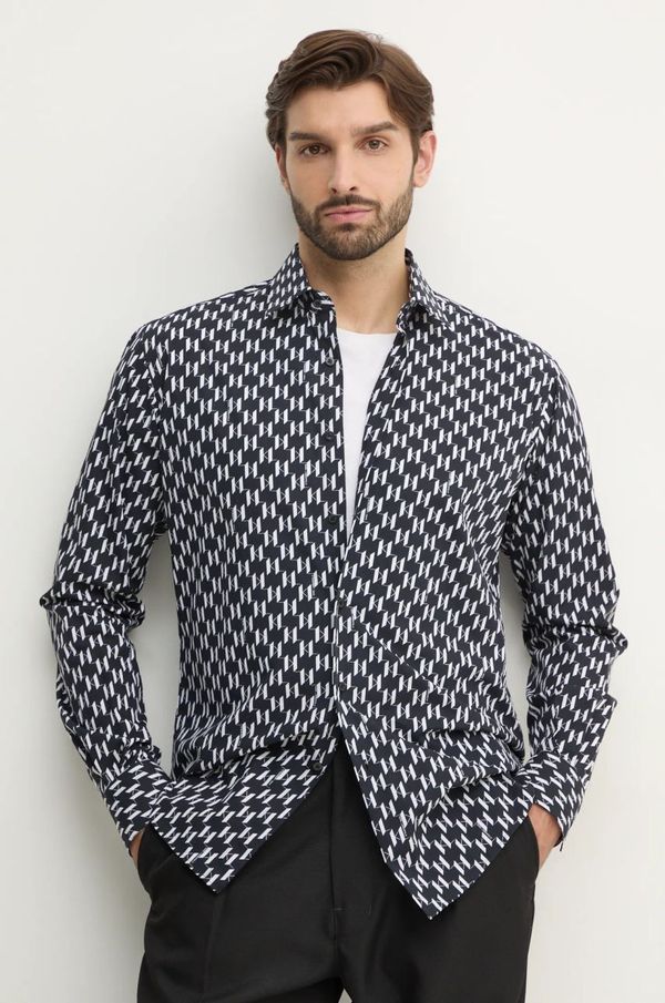 Karl Lagerfeld Bombažna srajca Karl Lagerfeld moška, črna barva, 551695.605000