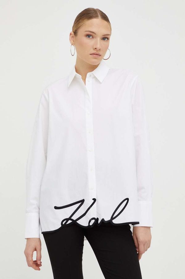 Karl Lagerfeld Bombažna srajca Karl Lagerfeld ženska, bela barva