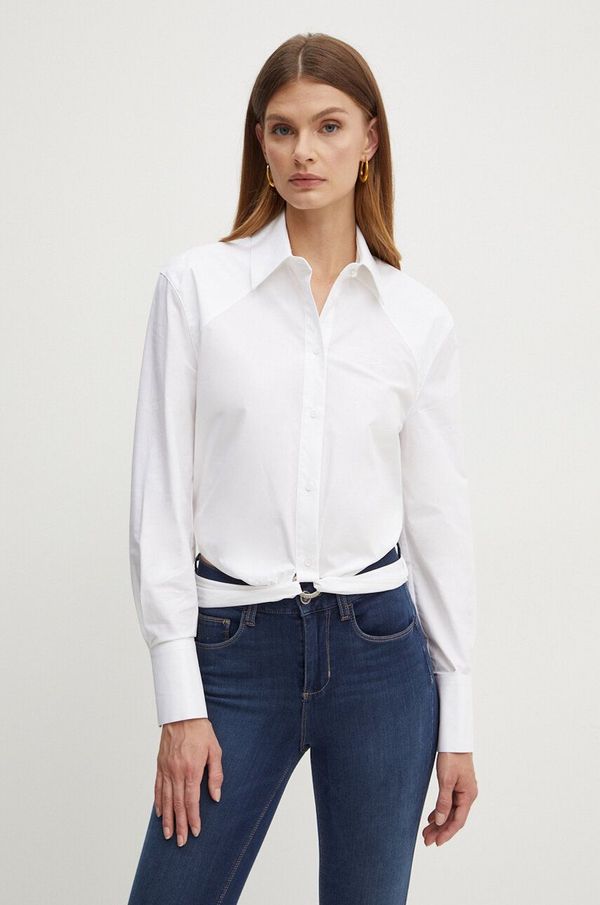 Karl Lagerfeld Bombažna srajca Karl Lagerfeld ženska, bela barva, 245W1609