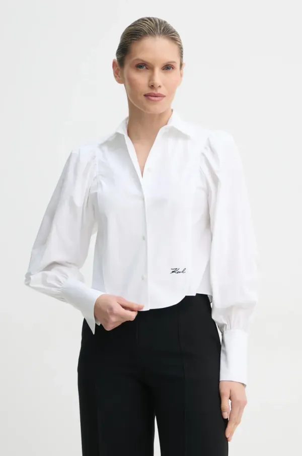 Karl Lagerfeld Bombažna srajca Karl Lagerfeld ženska, bela barva, A1W11016