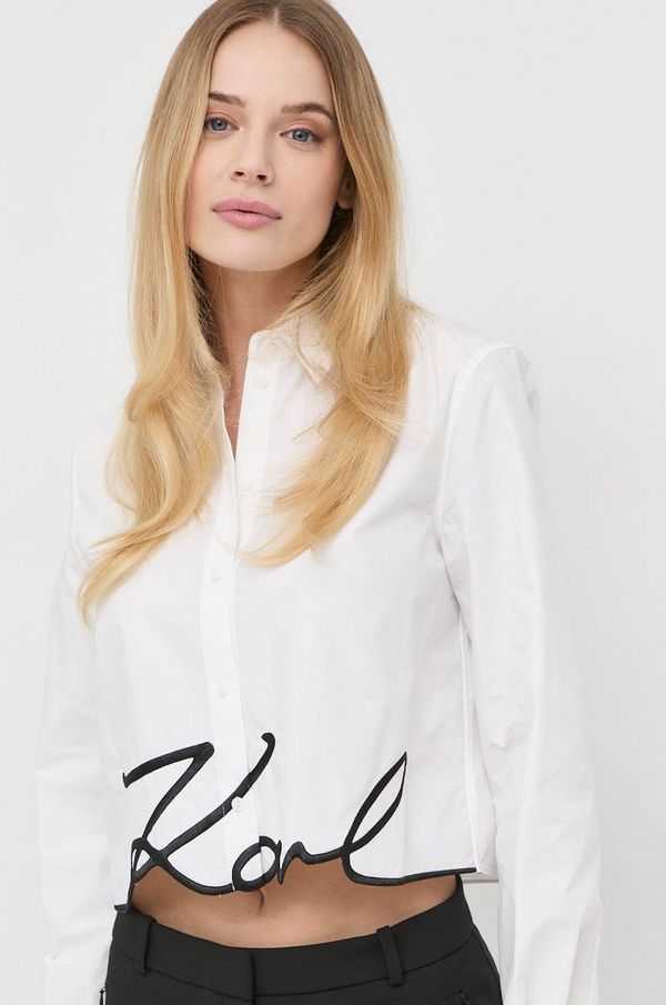 Karl Lagerfeld Bombažna srajca Karl Lagerfeld ženska, bela barva,