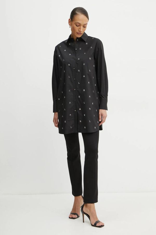Karl Lagerfeld Bombažna srajca Karl Lagerfeld ženska, črna barva, A1W11018