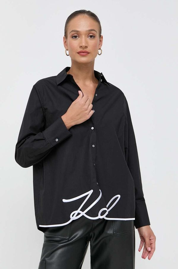 Karl Lagerfeld Bombažna srajca Karl Lagerfeld ženska, črna barva