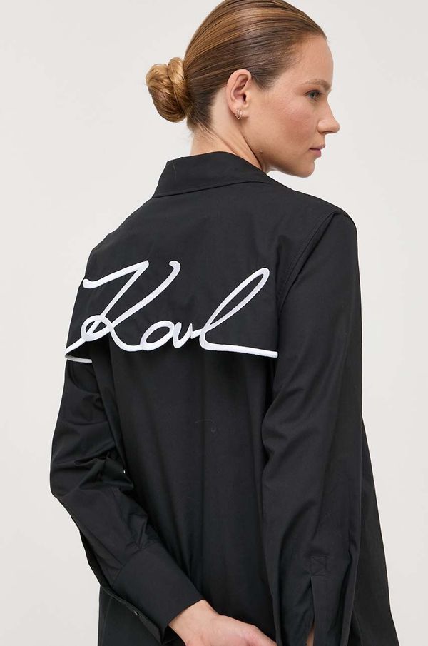 Karl Lagerfeld Bombažna srajca Karl Lagerfeld ženska, črna barva