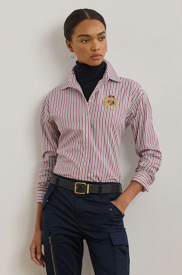 Lauren Ralph Lauren Bombažna srajca Lauren Ralph Lauren ženska, mornarsko modra barva, 200962945