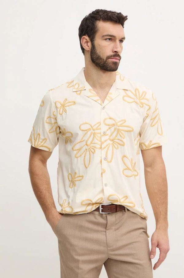 Lindbergh Bombažna srajca Lindbergh moška, bež barva, 30-203705