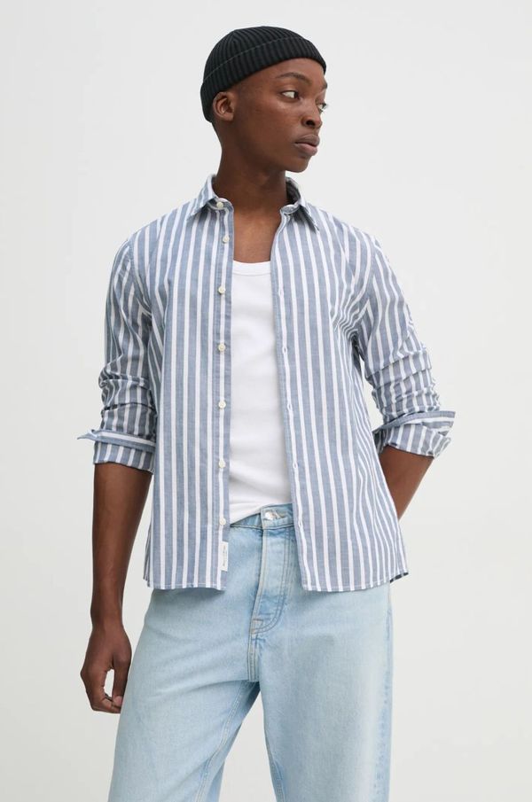 Marc O'Polo Bombažna srajca Marc O'Polo moška, siva barva, 520741042358