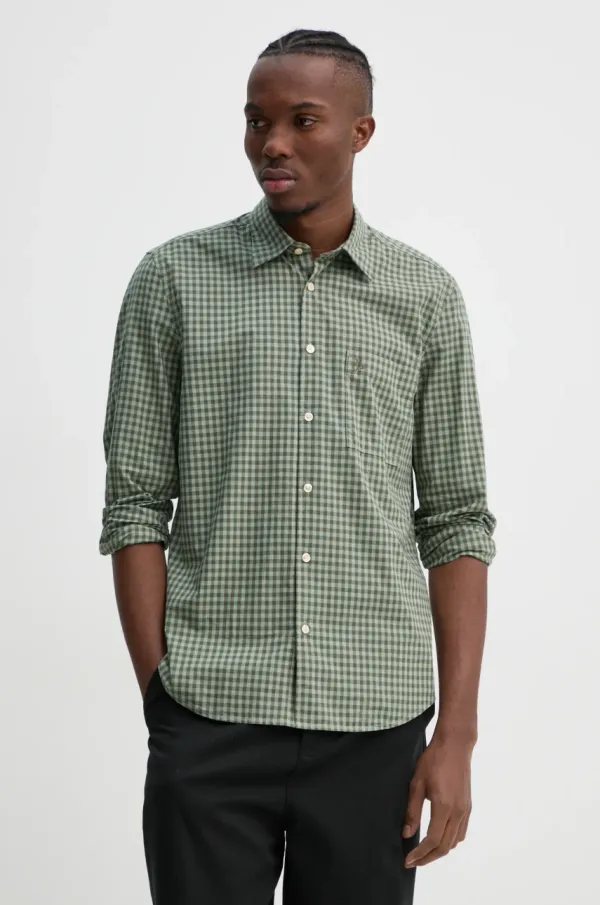 Marc O'Polo Bombažna srajca Marc O'Polo moška, zelena barva, 520720842090