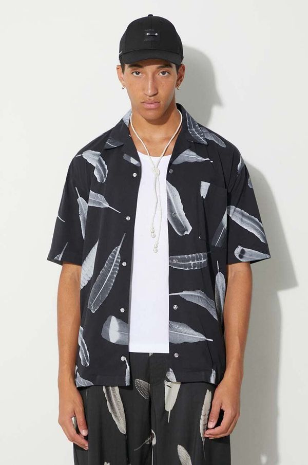 Marcelo Burlon Bombažna srajca Marcelo Burlon Aop Wind Feather Hawaii moška, črna barva