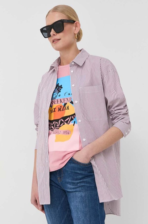 Max&Co. Bombažna srajca MAX&Co. ženska, bordo barva