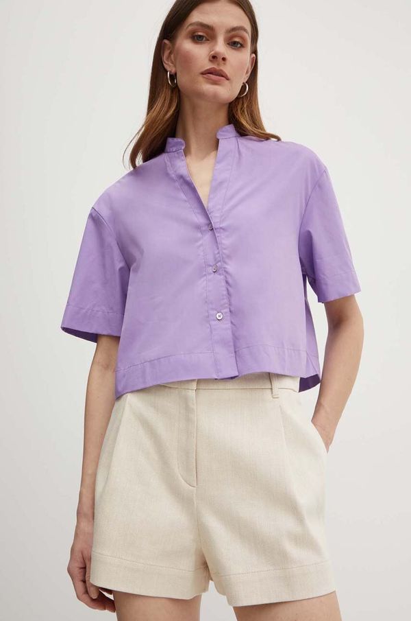 Max&Co. Bombažna srajca MAX&Co. ženska, vijolična barva, 2416111074200