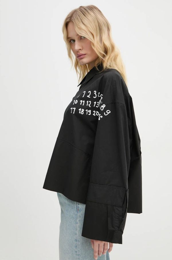 MM6 Maison Margiela Bombažna srajca MM6 Maison Margiela ženska, črna barva, S62DT0034.S47294