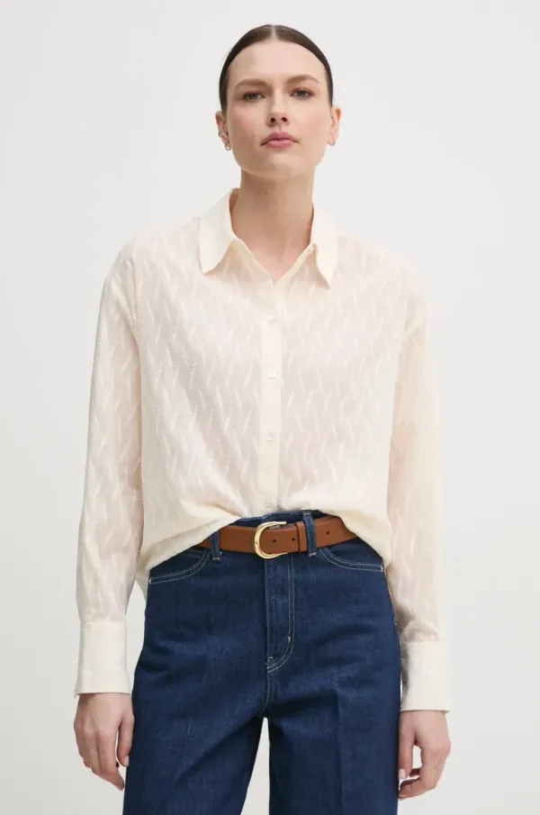 Mos Mosh Bombažna srajca Mos Mosh ženska, bež barva, 168260